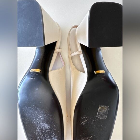 GUCCI Baby Horsebit Slingback Block Heel Pump White Ivory Size EU 40.5 US 10.5 - Picture 7 of 8